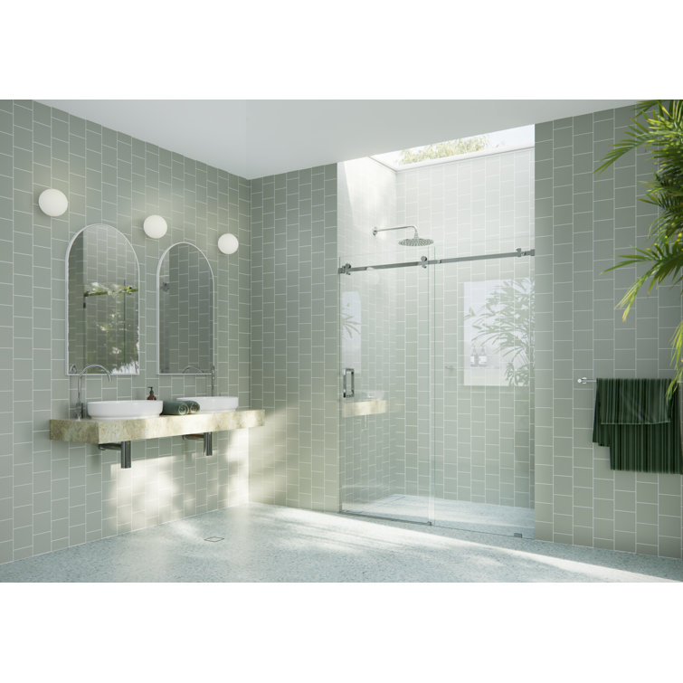 Astro 60'' Frameless Glass Sliding Shower Door with Polished Chrome Hardware