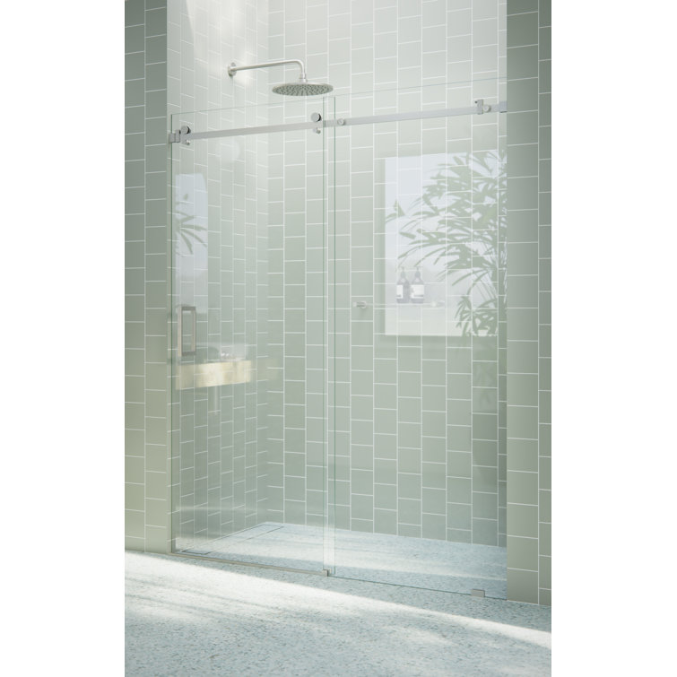 Astro 64" x 78" Frameless Glass Sliding Shower Door with Brushed Nickel Hardware