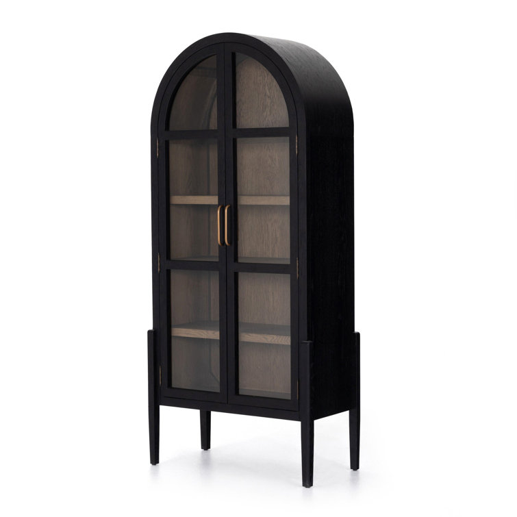 Contemporary Black Solid Oak 38" Adjustable Shelving Curio Cabinet