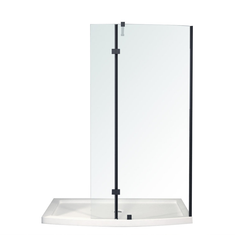 60'' Black Framed Glass Shower Enclosure with Acrylic Base