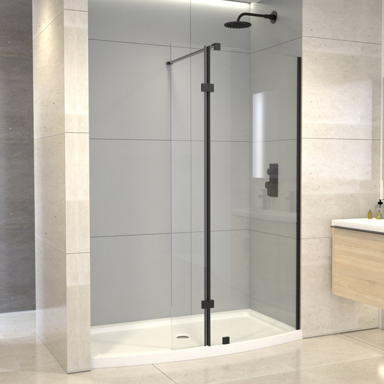 60'' Black Framed Glass Shower Enclosure with Acrylic Base