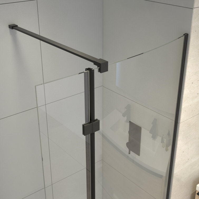 60'' Black Framed Glass Shower Enclosure with Acrylic Base