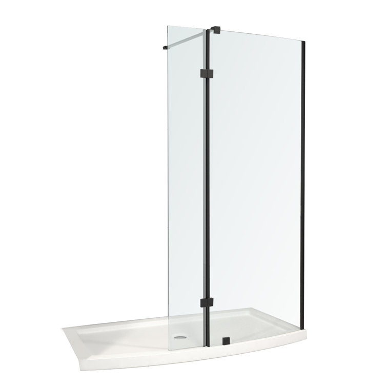60'' Black Framed Glass Shower Enclosure with Acrylic Base