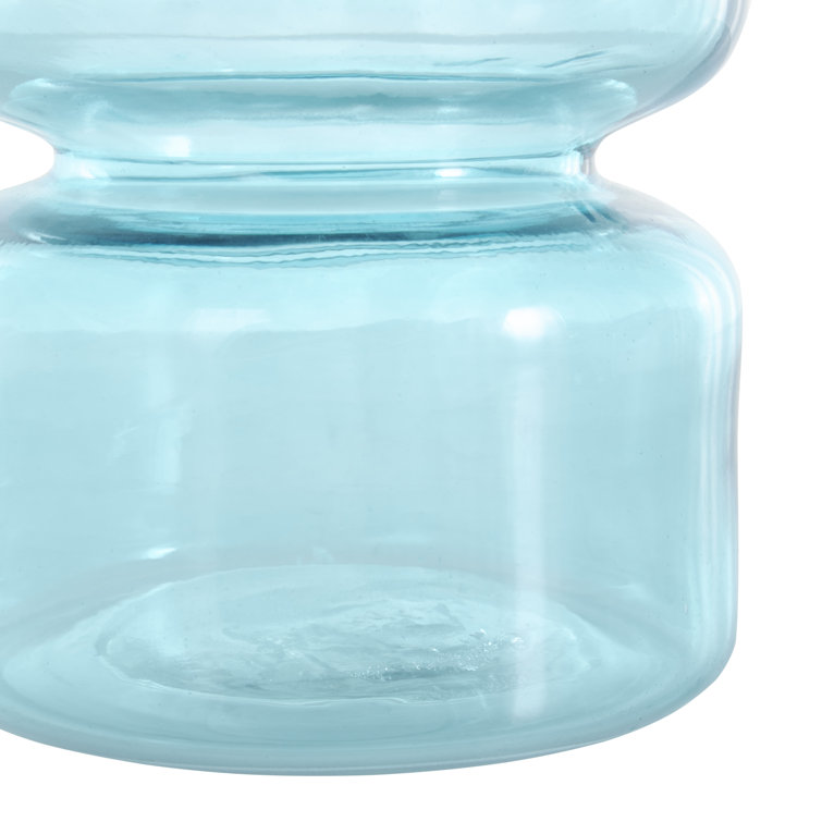 Azure Blue Glass Round Table Vase Set