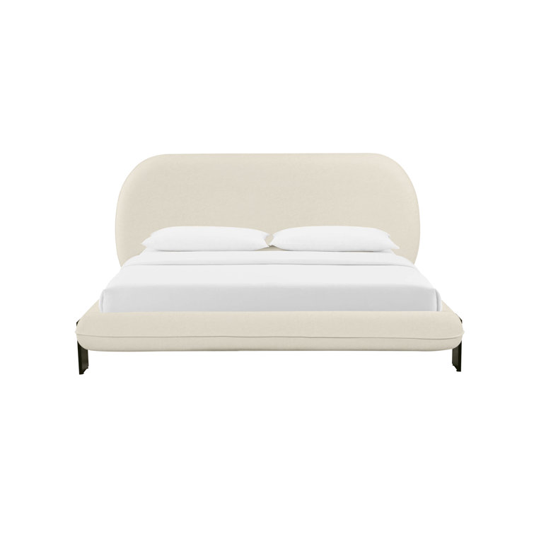 Ophelia Cream Faux Wool Upholstered Queen Platform Bed