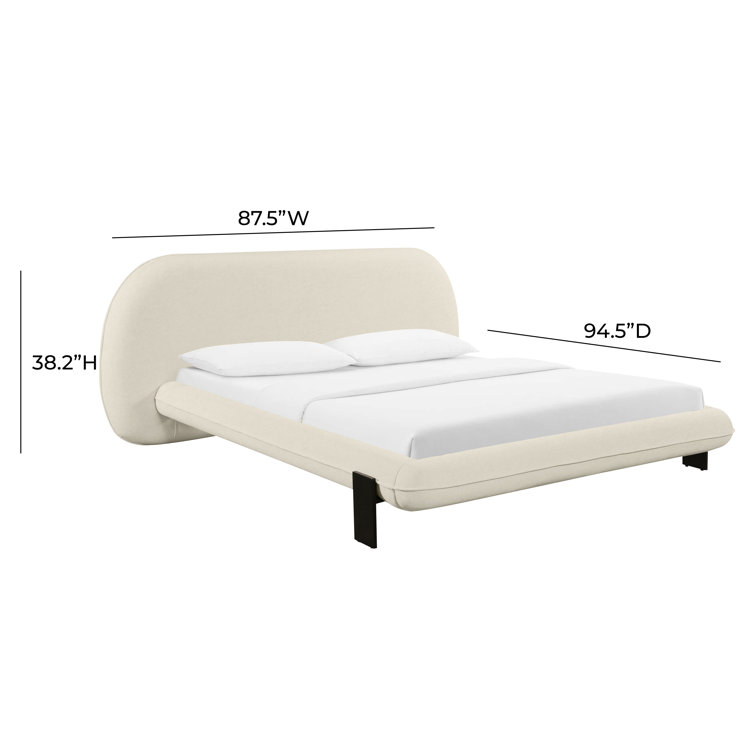 Ophelia Cream Faux Wool Upholstered Queen Platform Bed