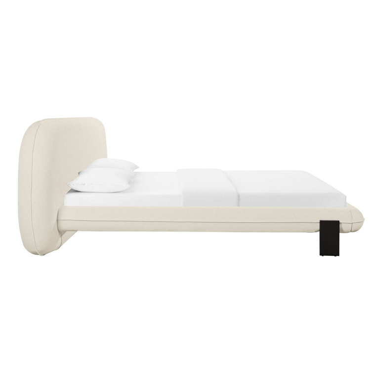 Ophelia Cream Faux Wool Upholstered Queen Platform Bed