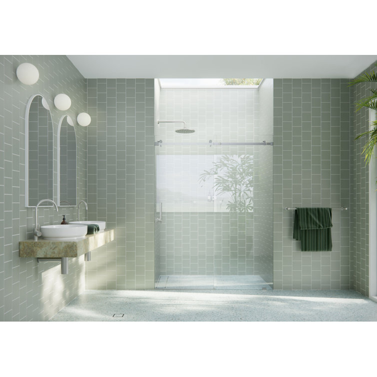 Astro 78" Frameless Glass Sliding Shower Door with Nickel Finish