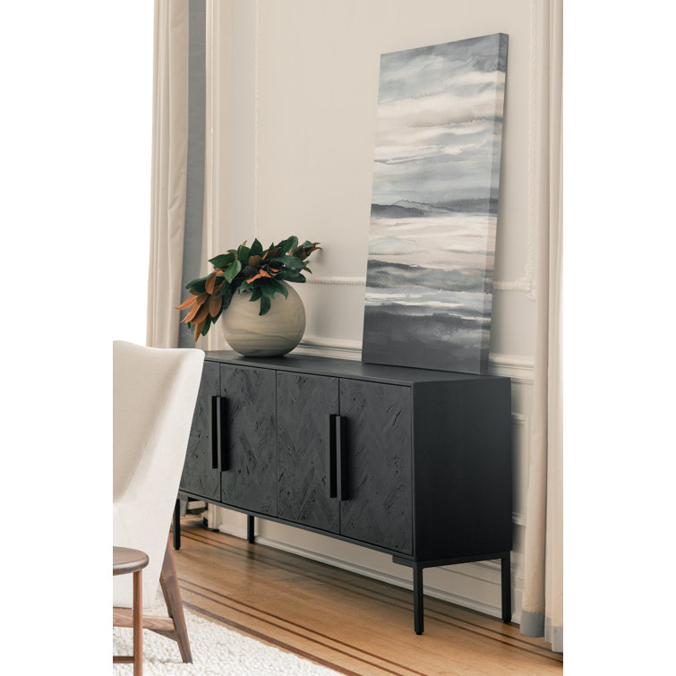 77'' Matte Black Mango Wood Sideboard with Iron Legs