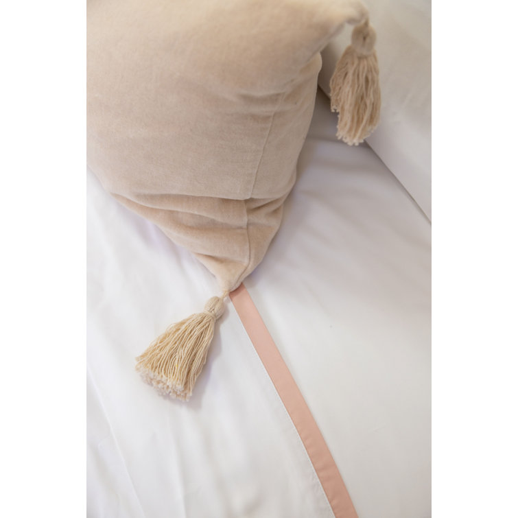 Blush Pink Velvet Lumbar Throw Pillow with Tassels