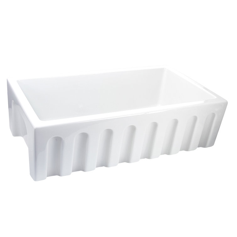 33'' White Fireclay Farmhouse Single Bowl Kitchen Sink
