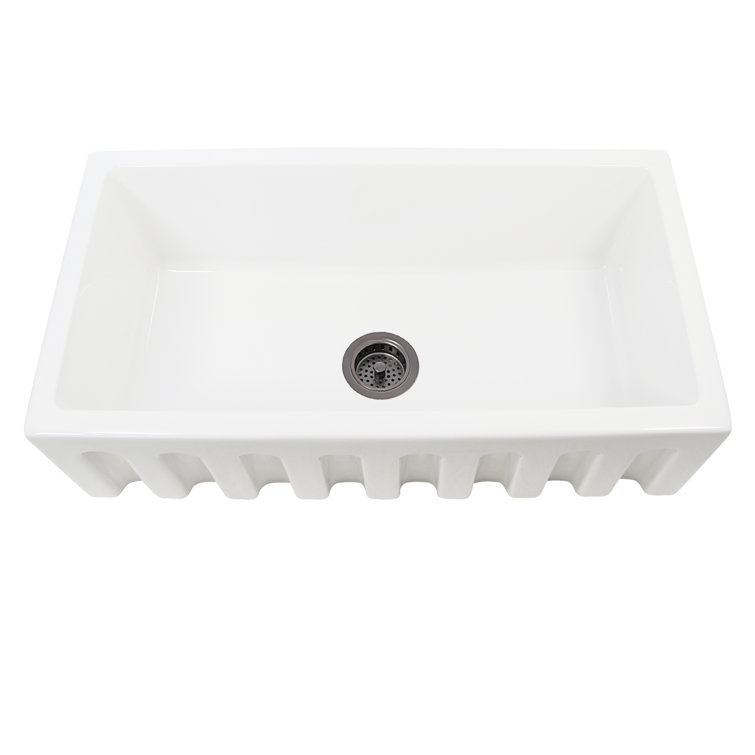 33'' White Fireclay Farmhouse Single Bowl Kitchen Sink