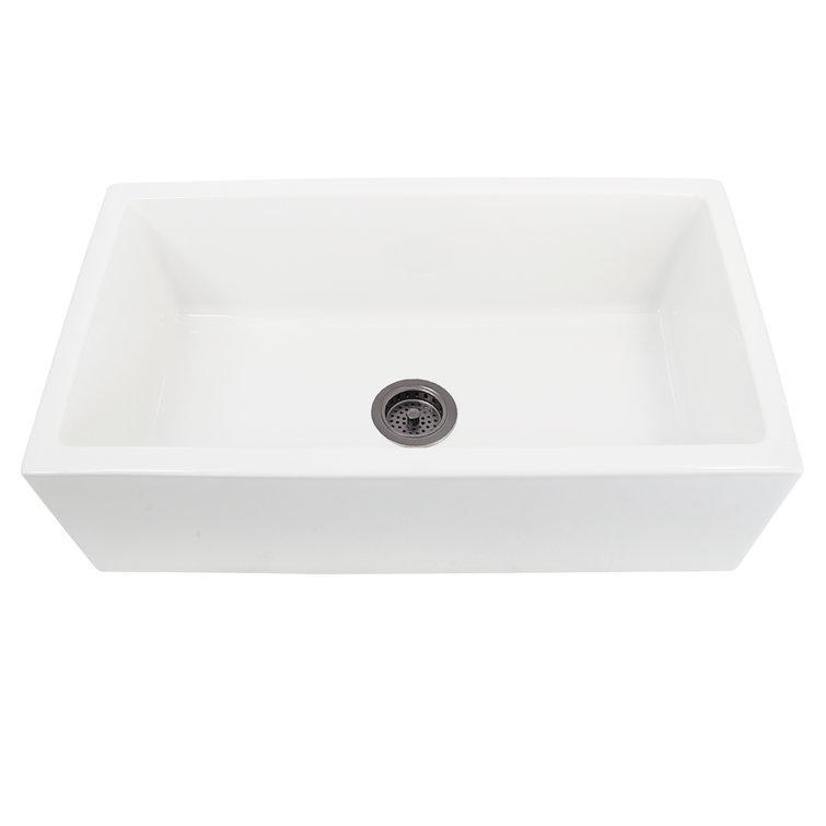 33'' White Fireclay Farmhouse Single Bowl Kitchen Sink