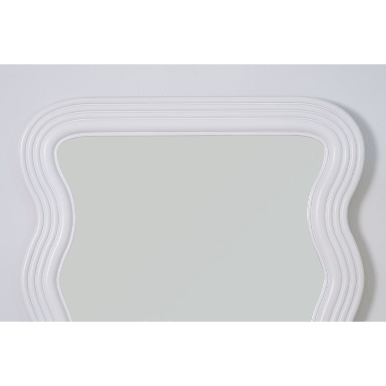 White Wavy Framed Glass Accent Mirror