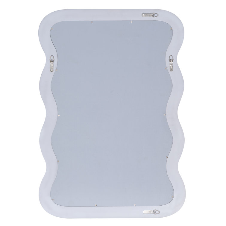 White Wavy Framed Glass Accent Mirror