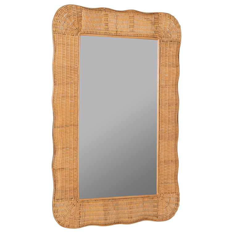 Handcrafted Natural Rattan Rectangular Wall Mirror