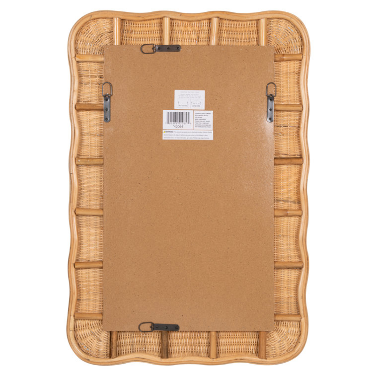Handcrafted Natural Rattan Rectangular Wall Mirror