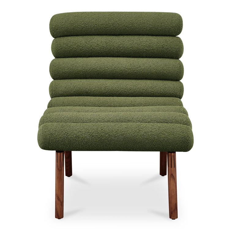 Arlo Barrel Dark Green Metal Accent Chair in Green Boucle