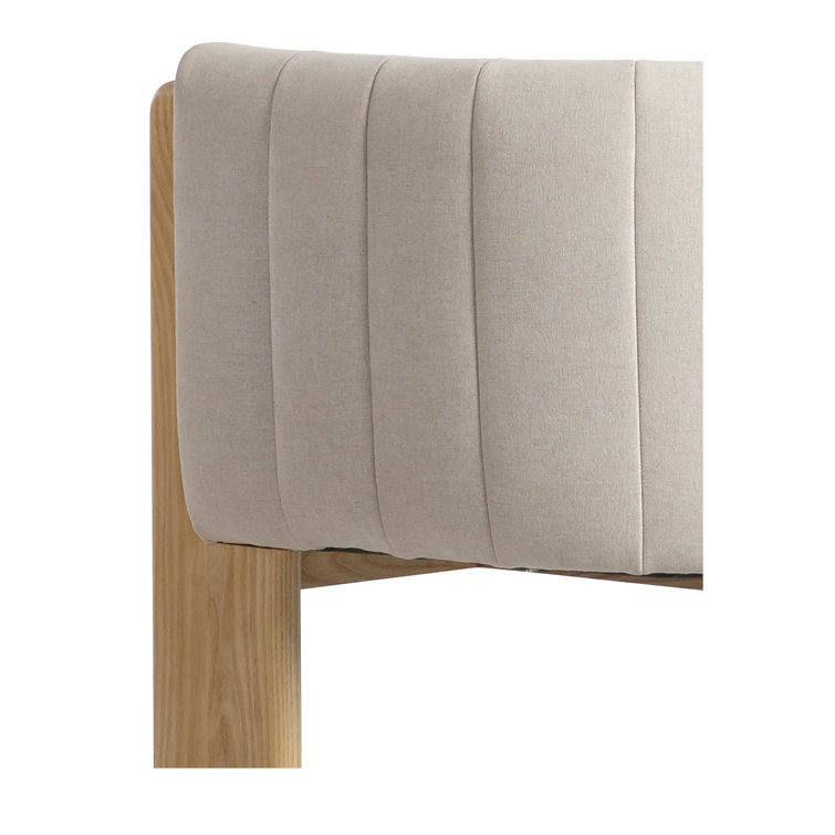 Beige Polyester Upholstered Barrel Chair with Natural Wood Frame