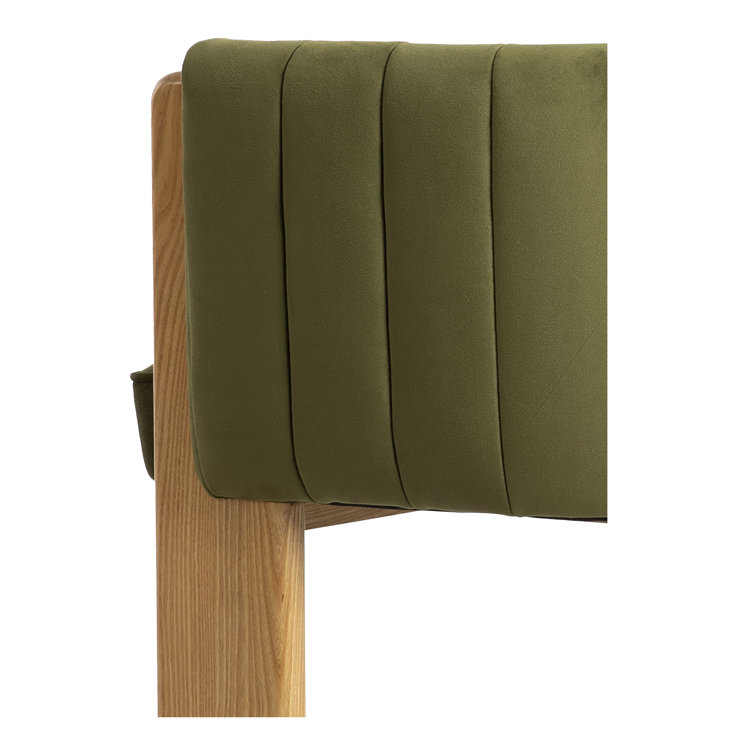 Green Velvet and Natural Wood Barrel Chair