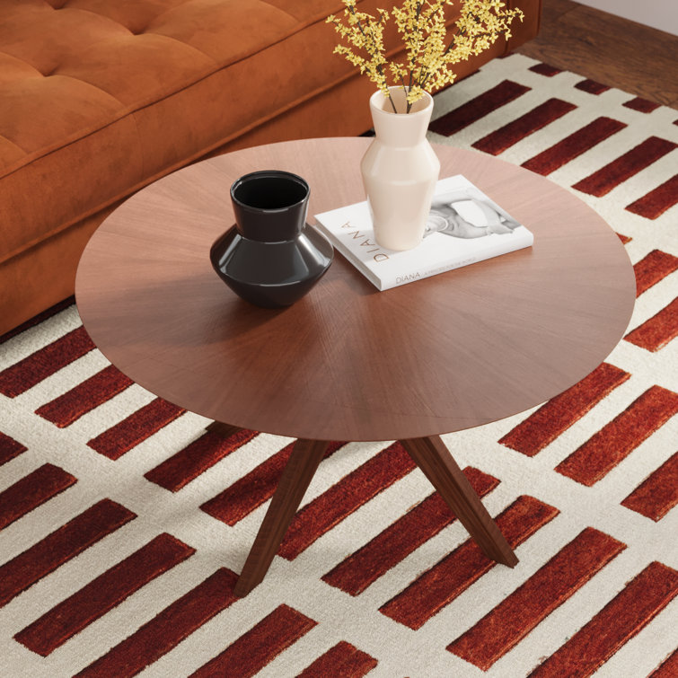 Walnut Round Mid-Century Modern Dining Table