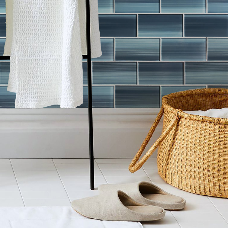 Hand Painted Shades of Gray 3" x 6" Glass Subway Tile