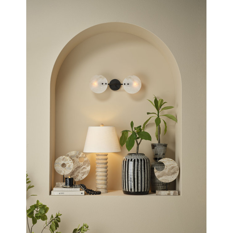 Cream Marble Crescent Accent Sculpture with Metal Stand