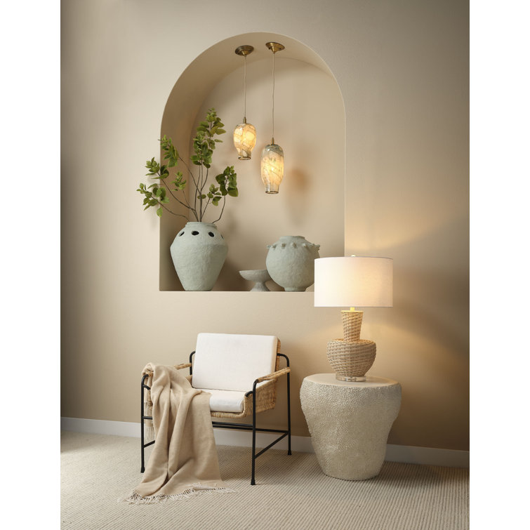 Cream White Textured Round Outdoor Side Table