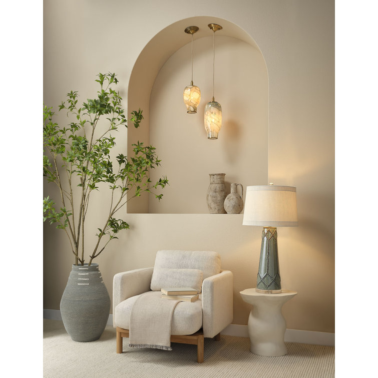Off-White Round Metal and Glass Accent Table