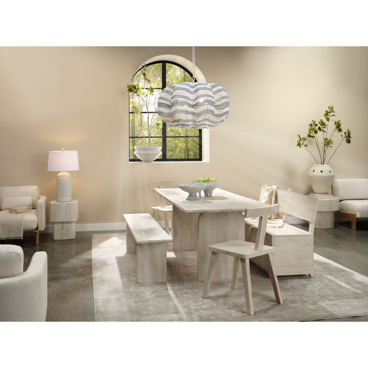 Light Bleach Mango Wood Rectangular Dining Table for Eight
