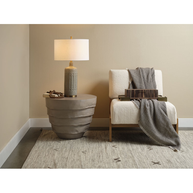 Cement Rustic Round Fiberglass Outdoor Side Table