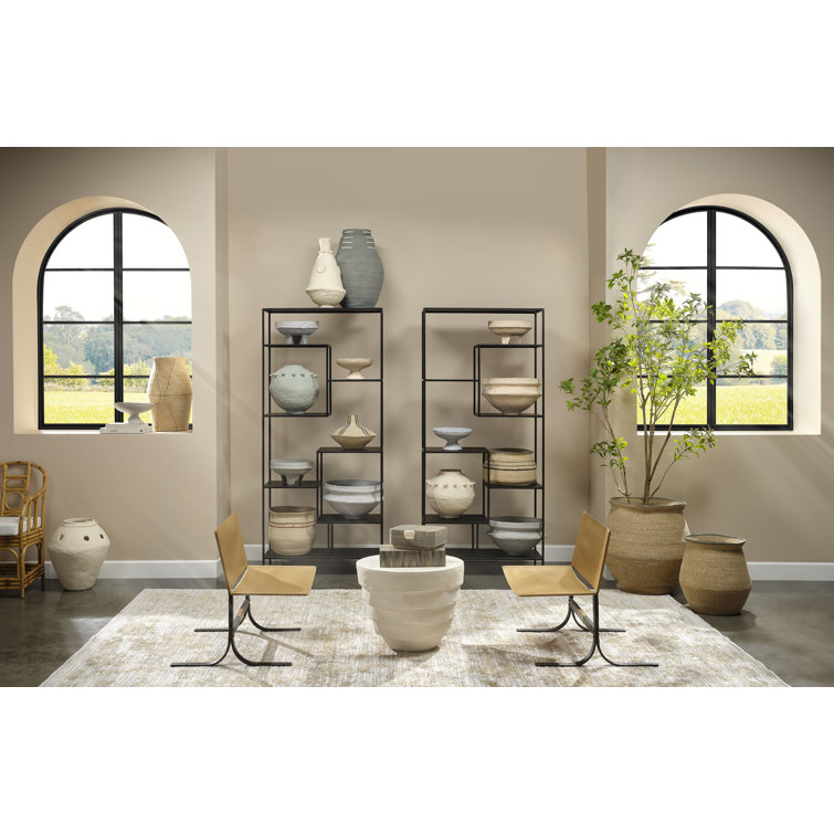 Steel Gray Round Fiberglass Outdoor Side Table