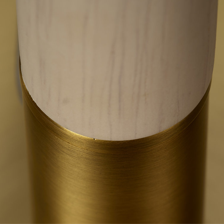 Natural Wood and Brass Table Lamp with Raffia Shade