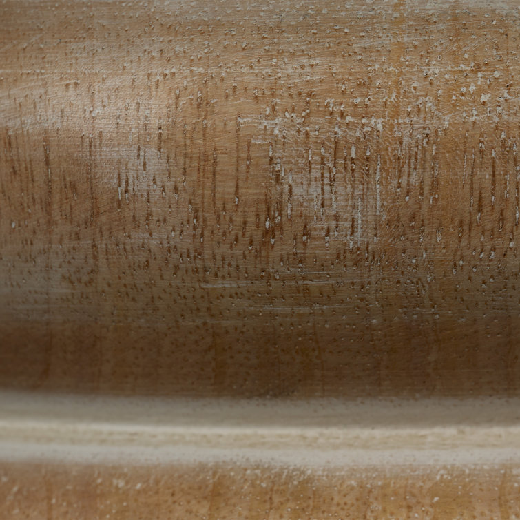 Natural Bleached Wood Beaded Table Lamp with Linen Shade
