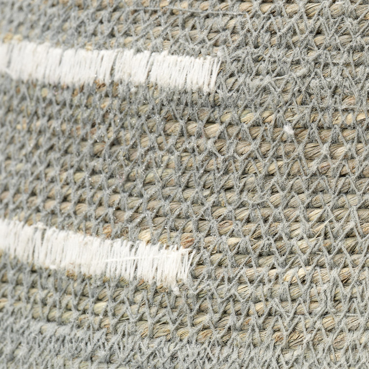 Handwoven Tall Seagrass Decorative Basket with White Accents