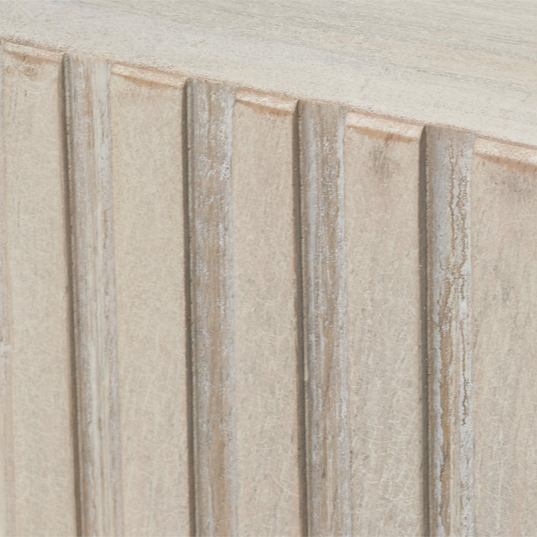 White Bleach Mango Wood Ribbed Square End Table