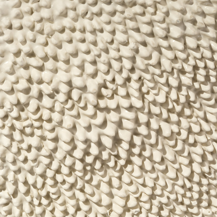 Cream White Textured Round Outdoor Side Table