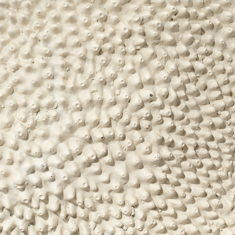 Cream White Textured Round Glass Outdoor End Table