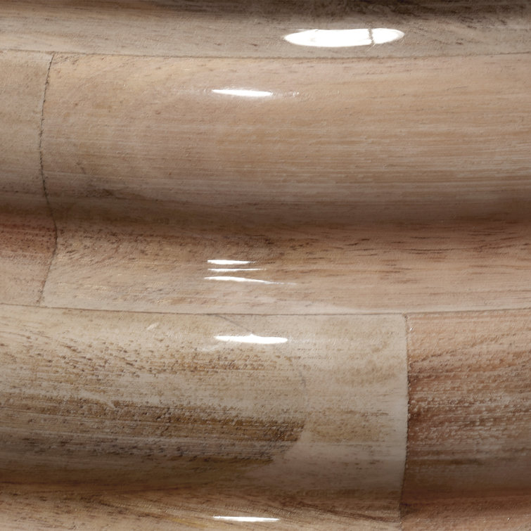 Natural Lacquered Wood Table Lamp with Linen Shade