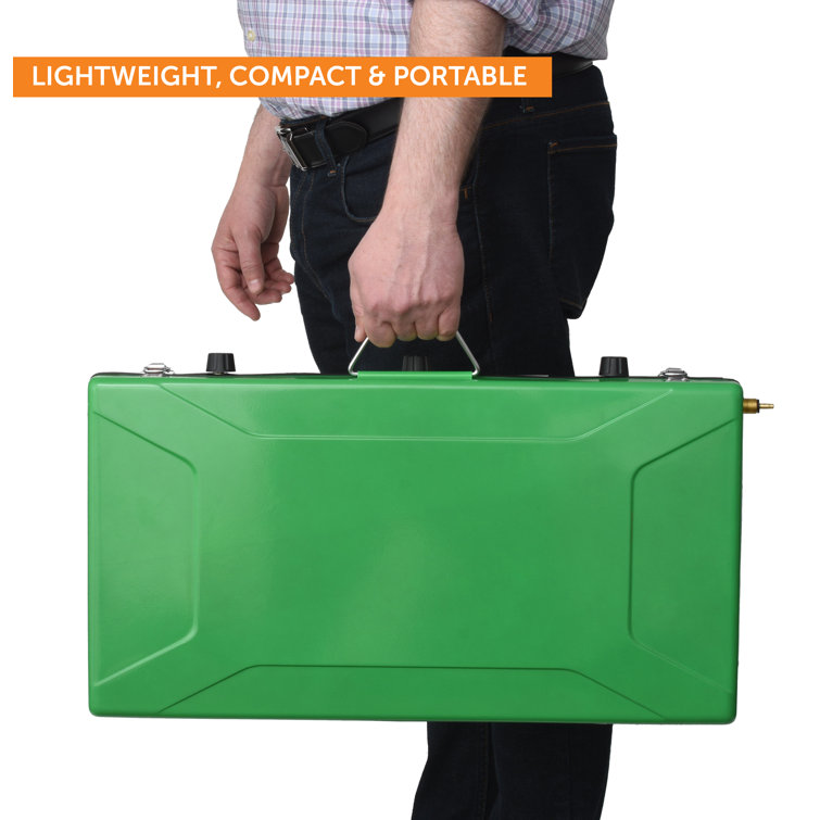 Green 3-Burner Portable Gas Camping Stove with Toast Tray