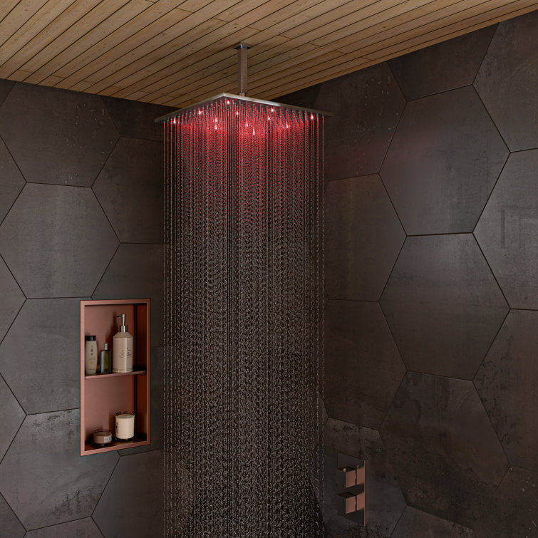 Brushed Nickel Square Knob Thermostatic Shower Mixer