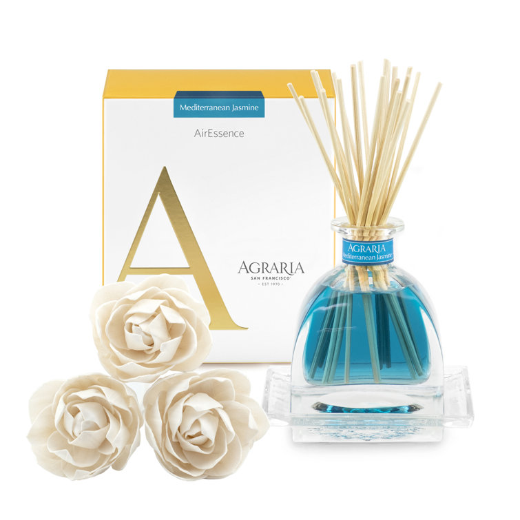 Mediterranean Jasmine Blue Glass Reed Diffuser Set