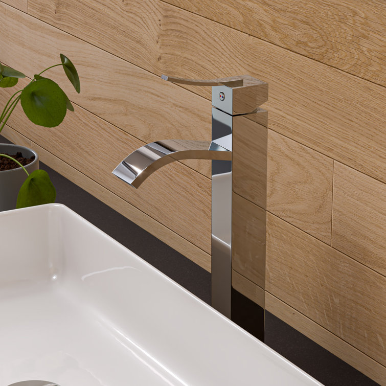 Polished Chrome Tall Square Body Vessel Sink Faucet