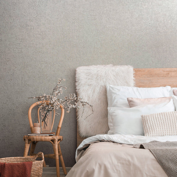 Silver Textured Plaster Effect Wallpaper Roll