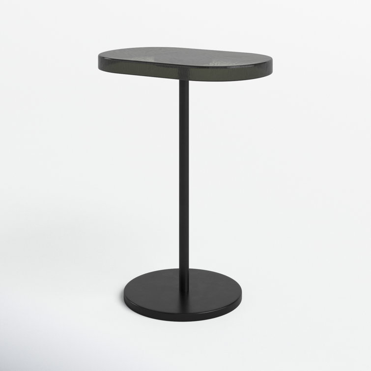 Finbar Black Metal and Glass Round End Table