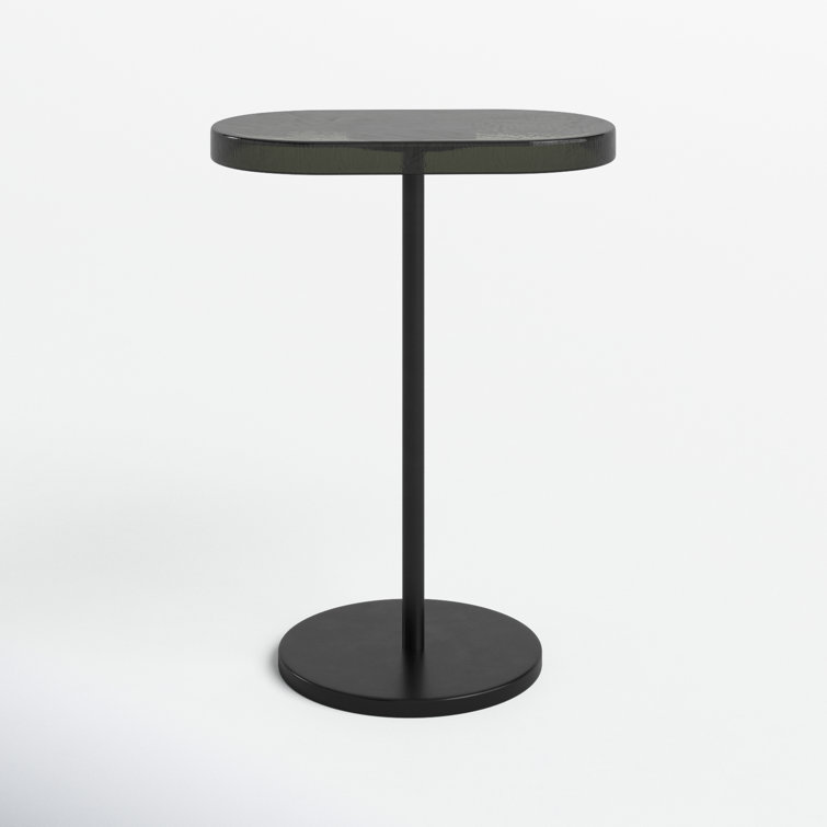 Finbar Black Metal and Glass Round End Table