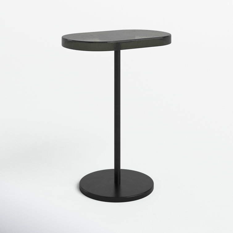 Finbar Black Metal and Glass Round End Table