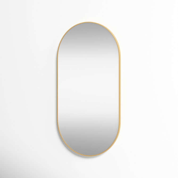 Gold Aluminum Oval Wall Mirror with Shatterproof Glass