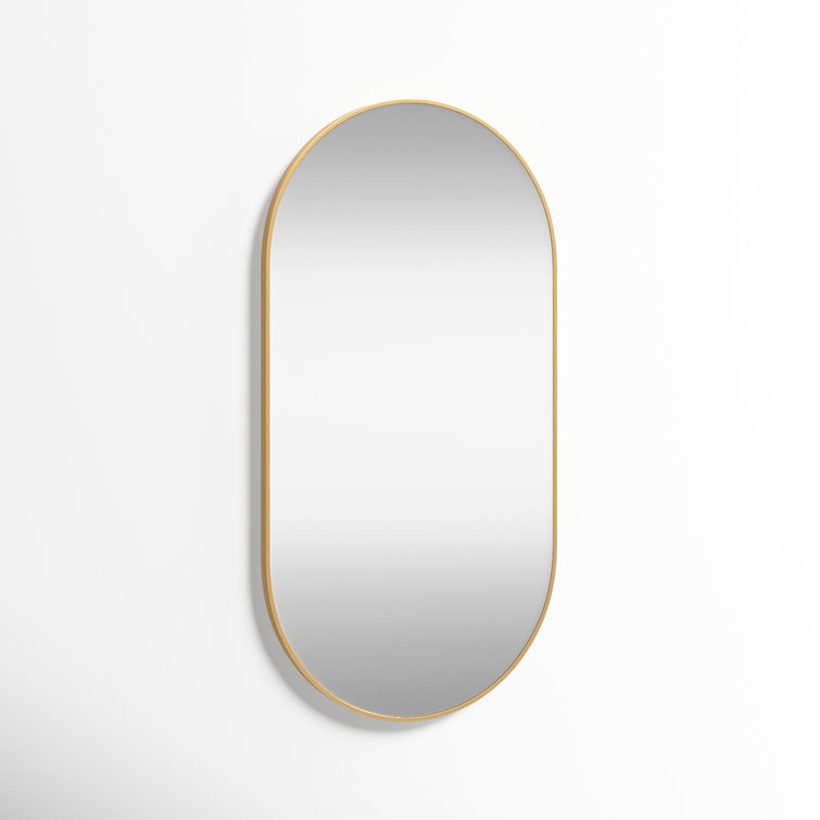 Gold Aluminum Oval Wall Mirror with Shatterproof Glass