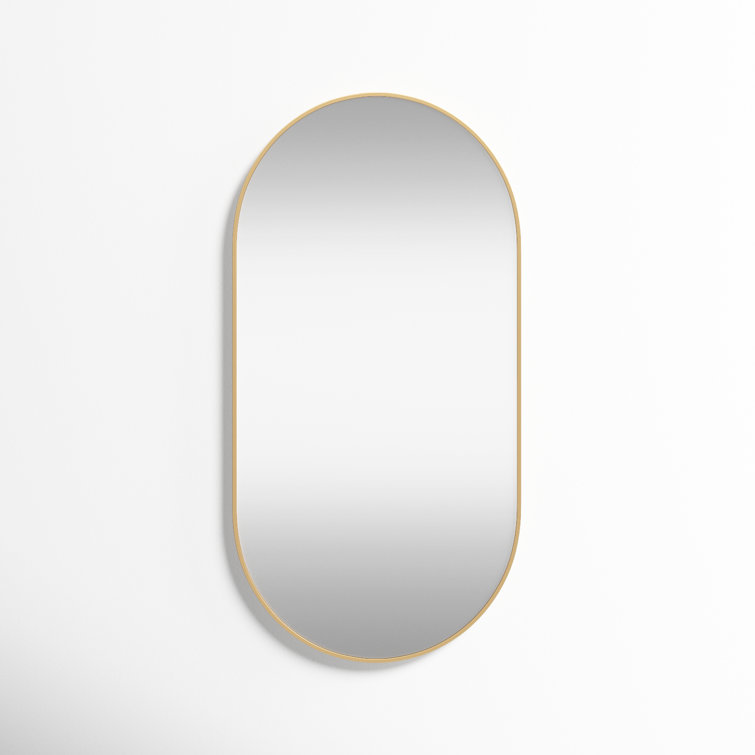 Gold Aluminum Oval Wall Mirror with Shatterproof Glass